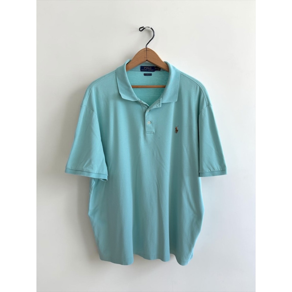 Polo Ralph Lauren Mens XL Classic Fit Short Sleeve Polo Shirt Aqua Blue Mint